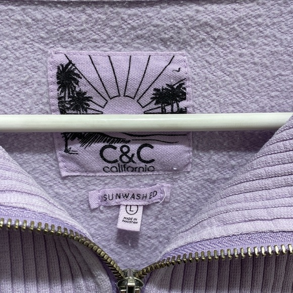 C&C California Size L Sunwashed Lavender Half-Zip Pullover Sweatshirt Women's 🌟 - Picture 2 of 7
